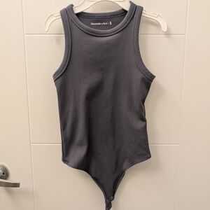 Abercrombie & Fitch Charcoal Ribbed Bodysuit